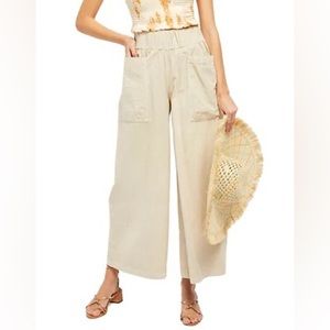 Free People Cosmic Way Wide Leg Pants in Cream Size XS gauzy gaucho lounge